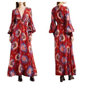 FARM RIO Long Sleeve Maxi Dress Red Size XS MSRP $298.00